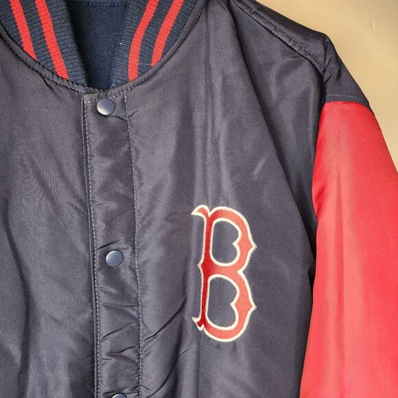 Boston Red Sox Varsity Jacket Leather Wool Embroidered Spellout Logo Mens 2XL - Picture 9 of 14